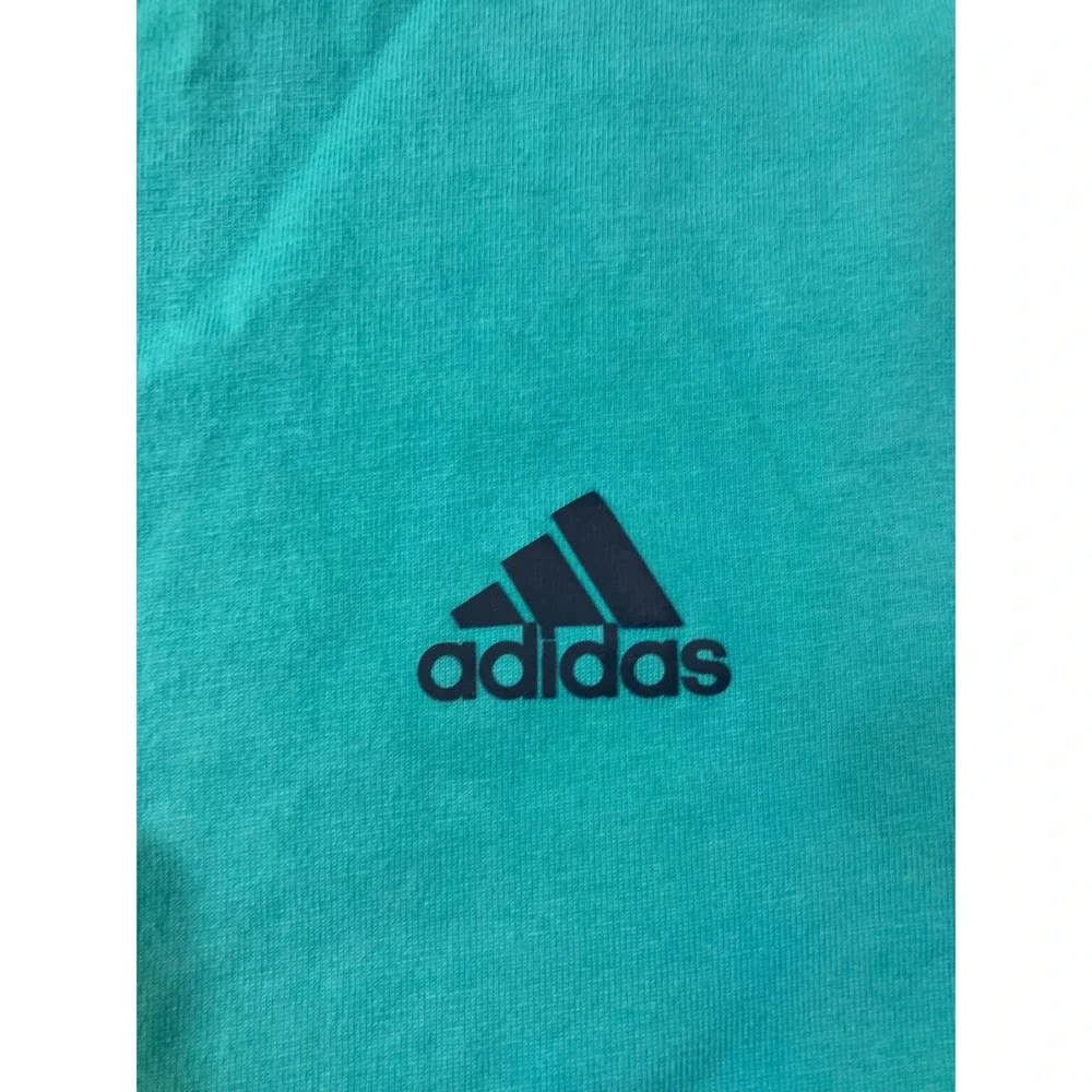 Adidas Men Aqua Teal Short Sleeve‎ T Shirt Logo Graphic Athletic Size Medium